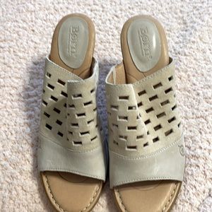 NEW suede Leather Born slip on wedge heel sandals